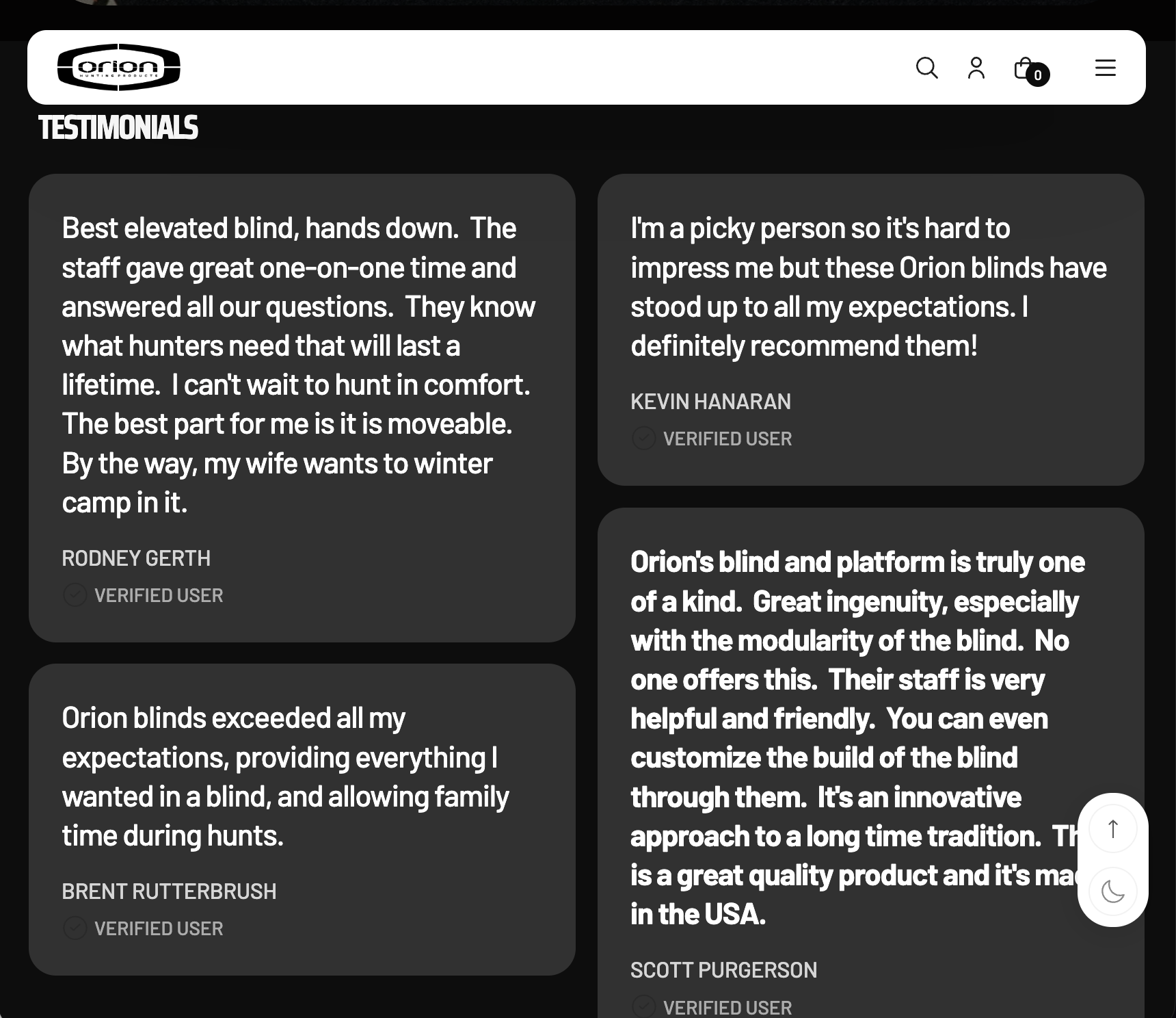 hunt orion testimonials