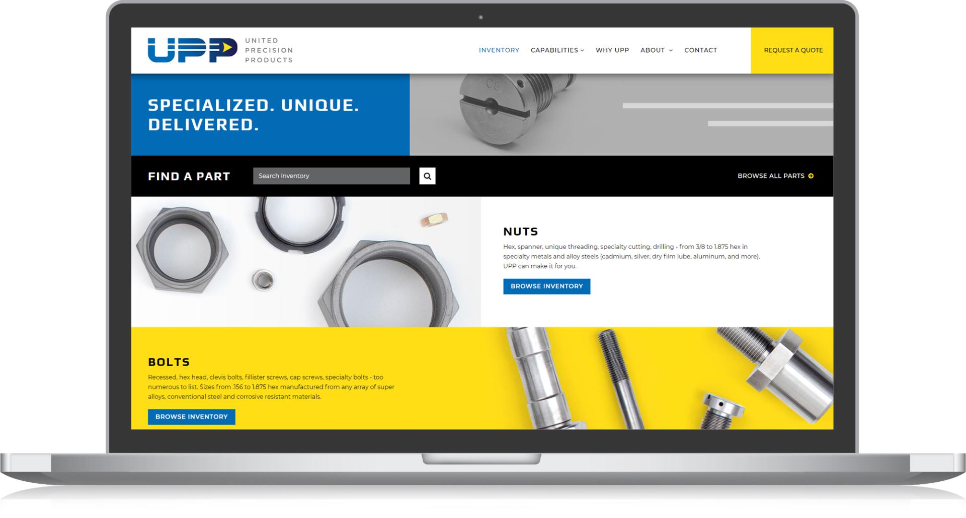 monte website design development aerospace parts