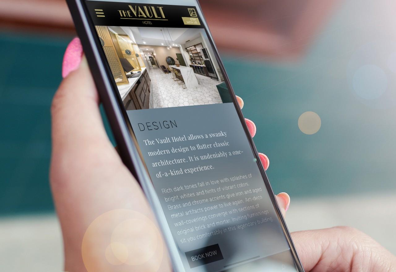 vault hotel website on mobile