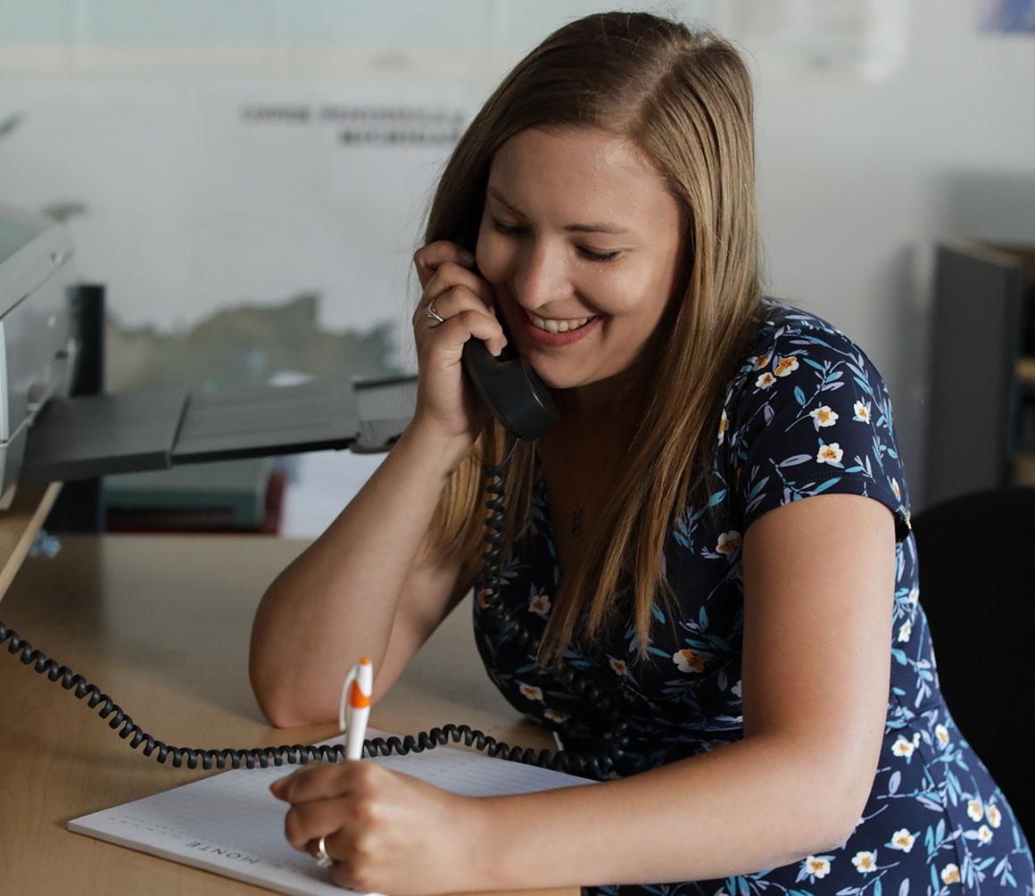 ashley answering the phone
