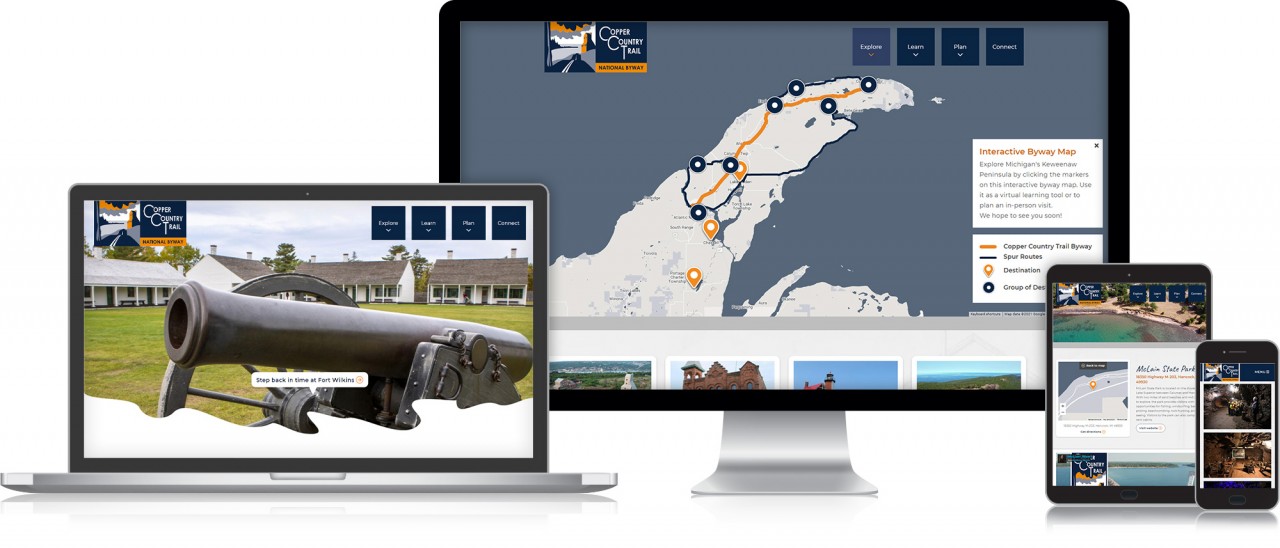monte website design interactive map copper country trail