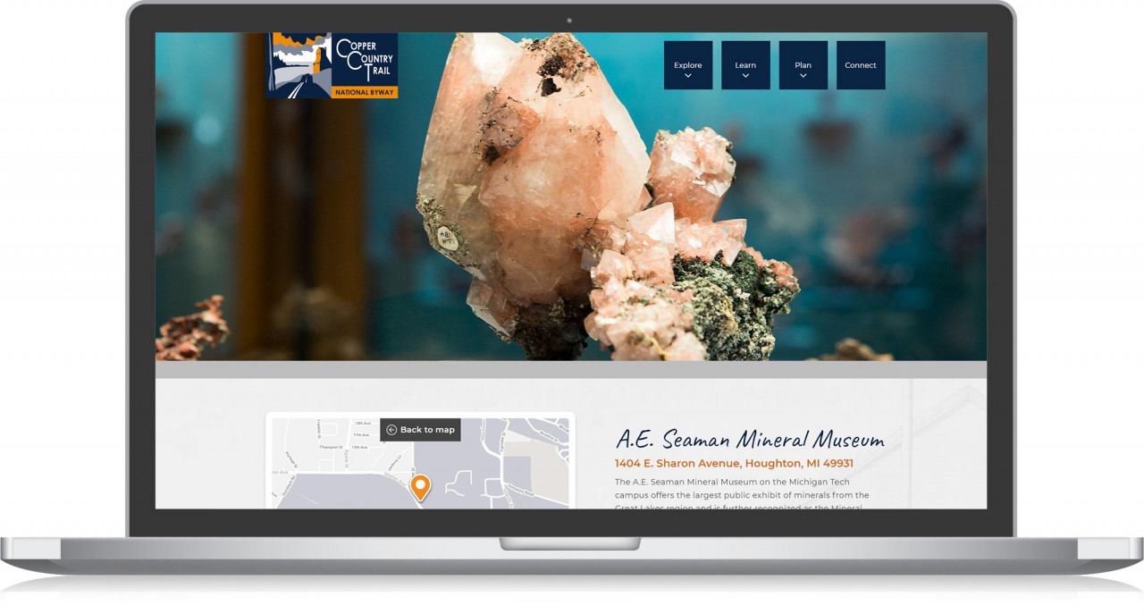 monte website design interactive map mineral museum