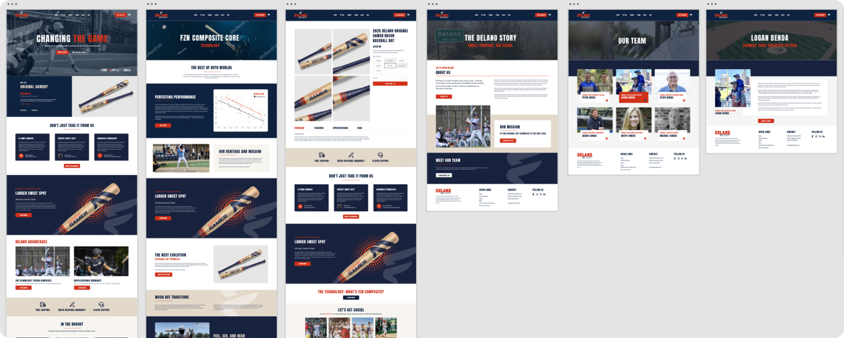 Delano website pages design mockup