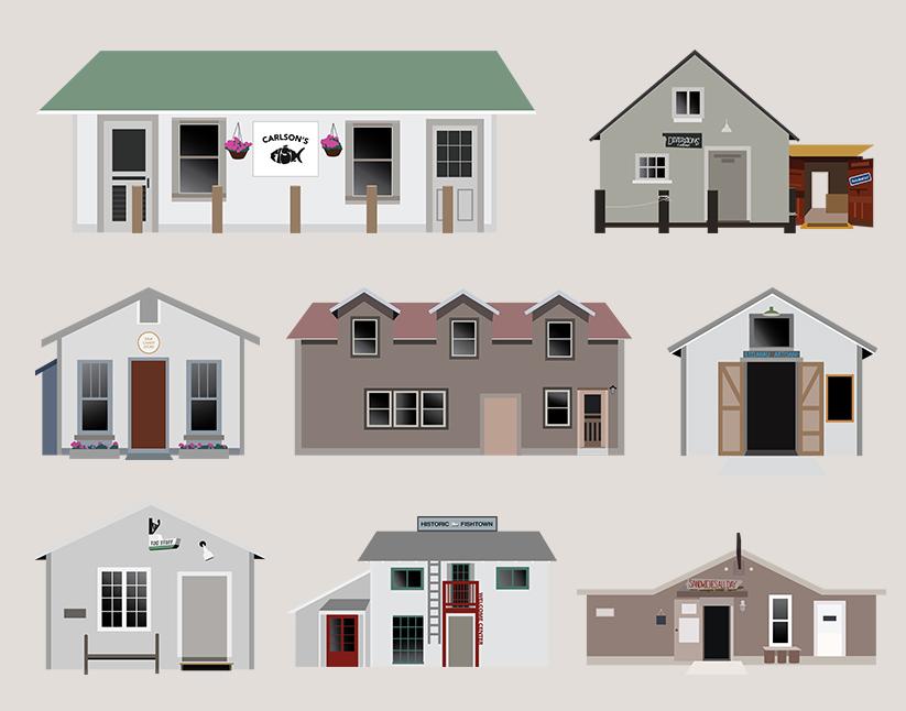 Fishtown Building Illustrations