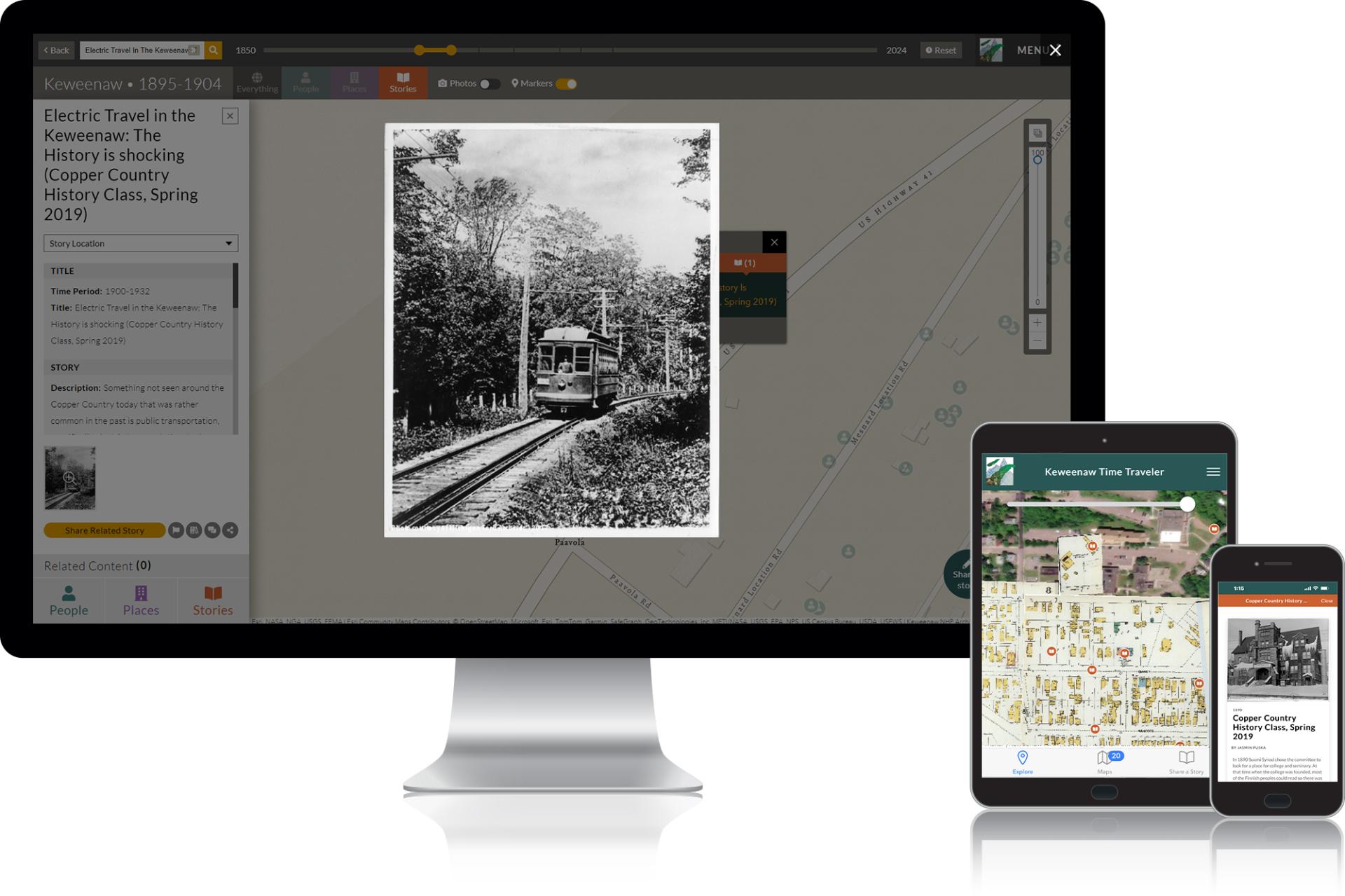 Keweenaw Time Traveler interactive map technology by Monte Consulting