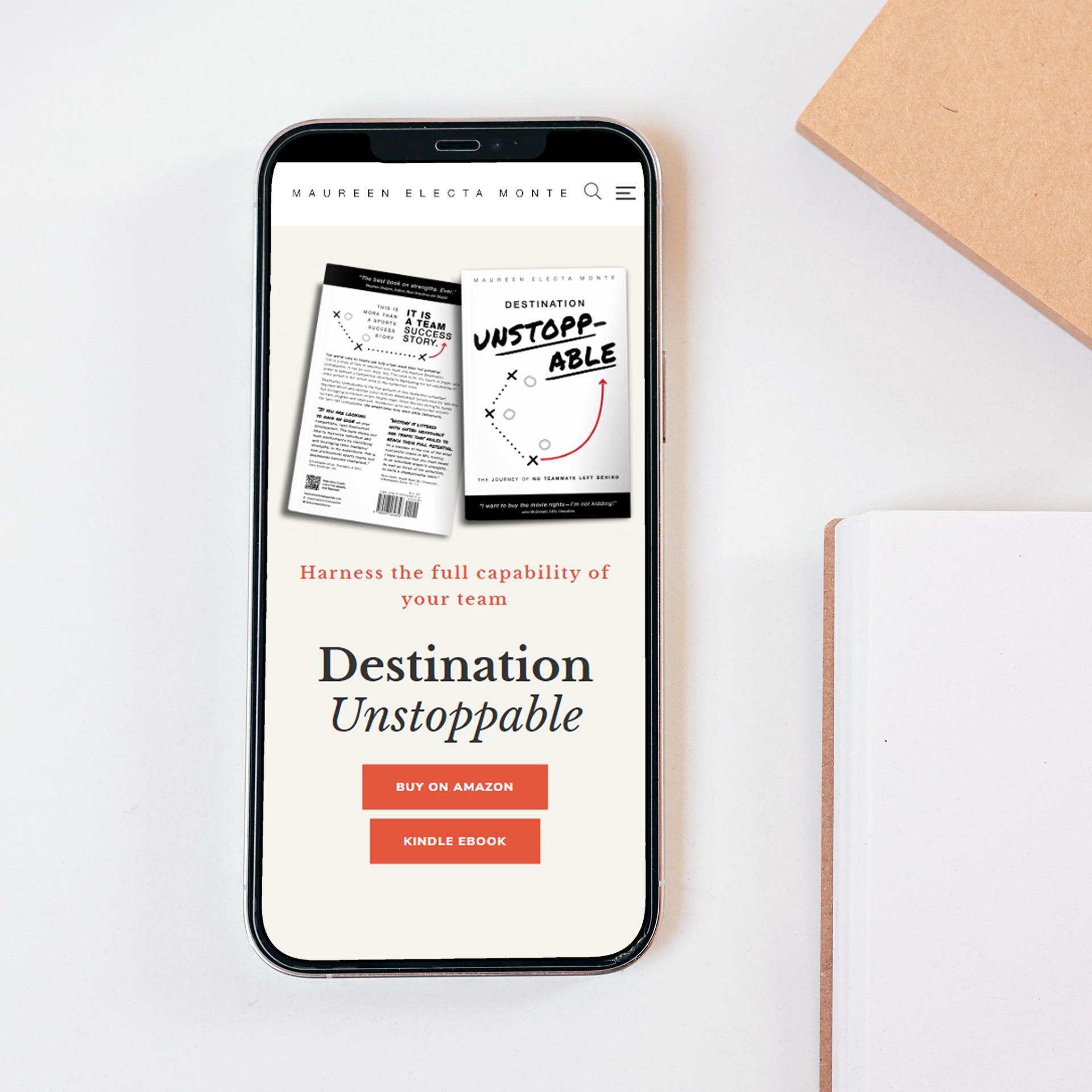 Responsive Wordpress website shown in a phone