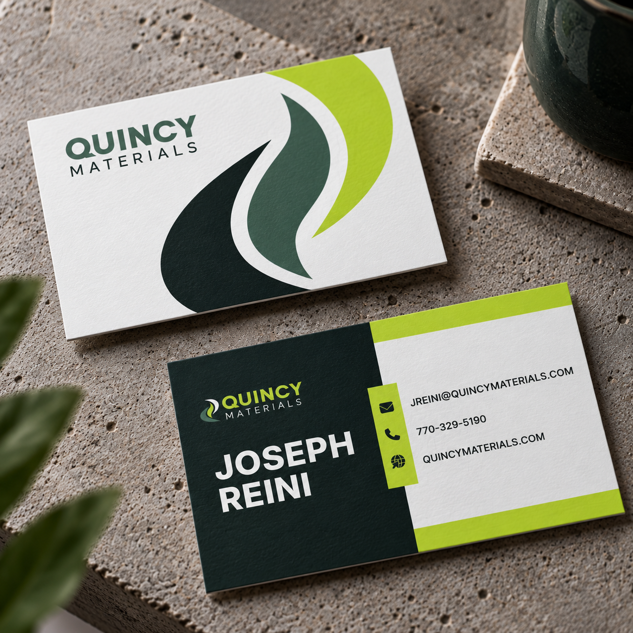 quincy materials business card design