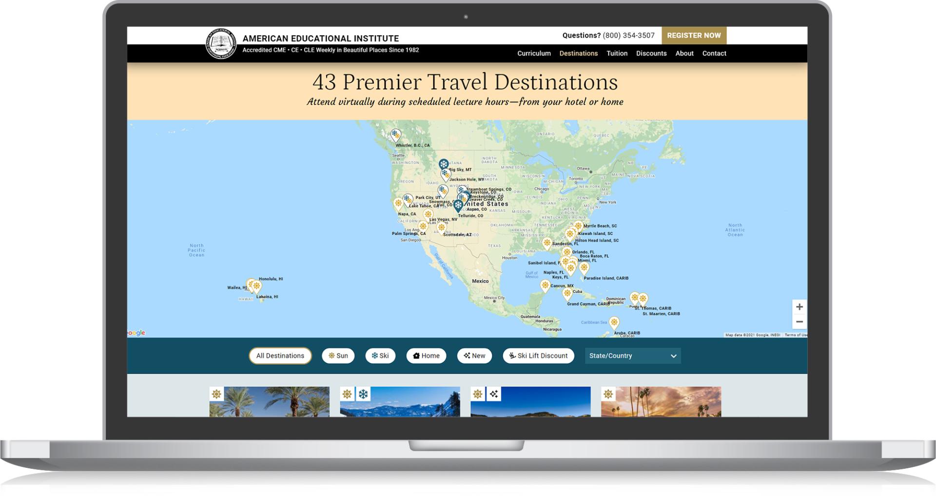 custom google map continuing education destinations